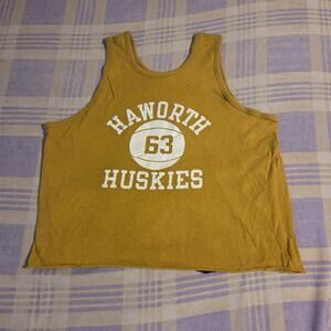 Vintage 1970s Reversible Tank Top T Shirt Double Face Haworth Huskies Basketball